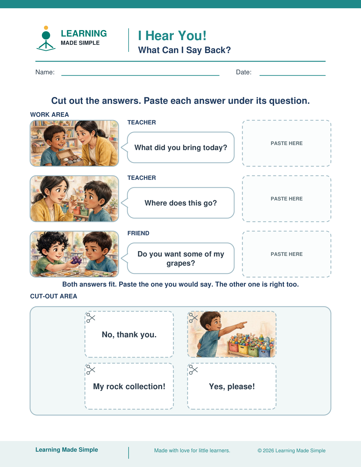 Preview of What Can I Say Back? from I Hear You!