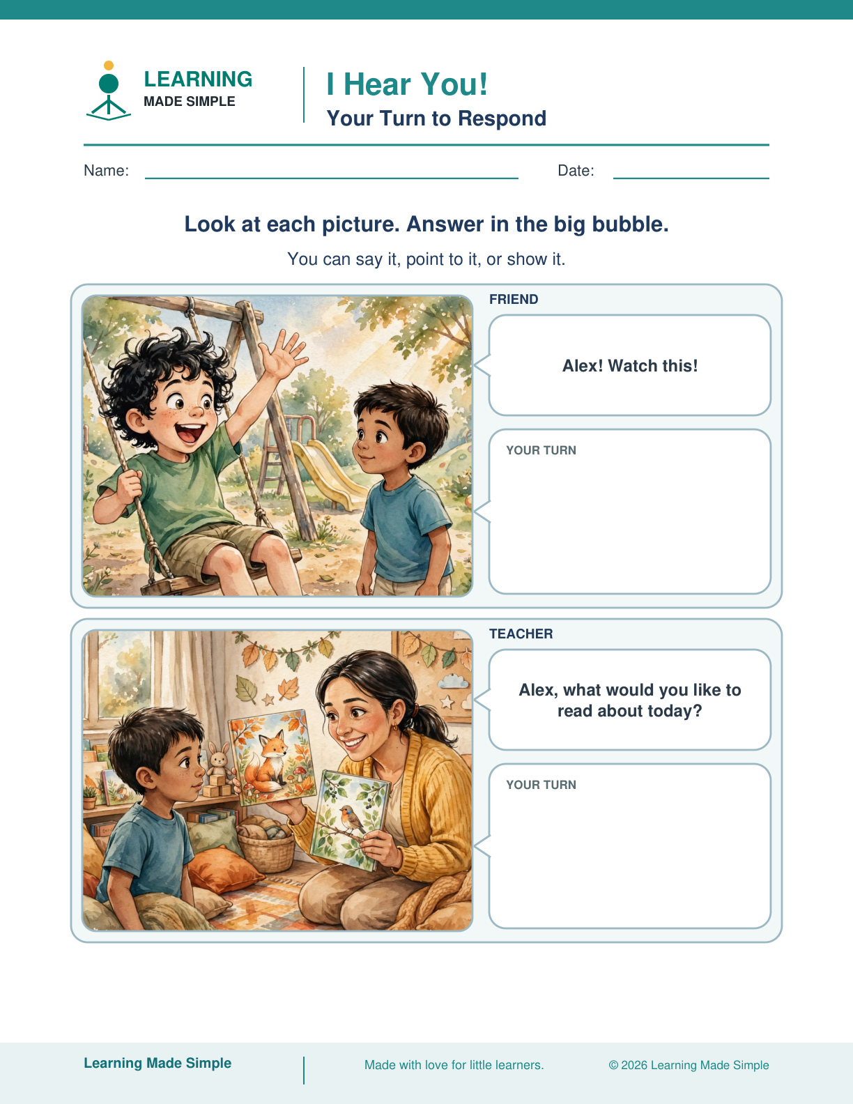 Preview of Your Turn to Respond from I Hear You!