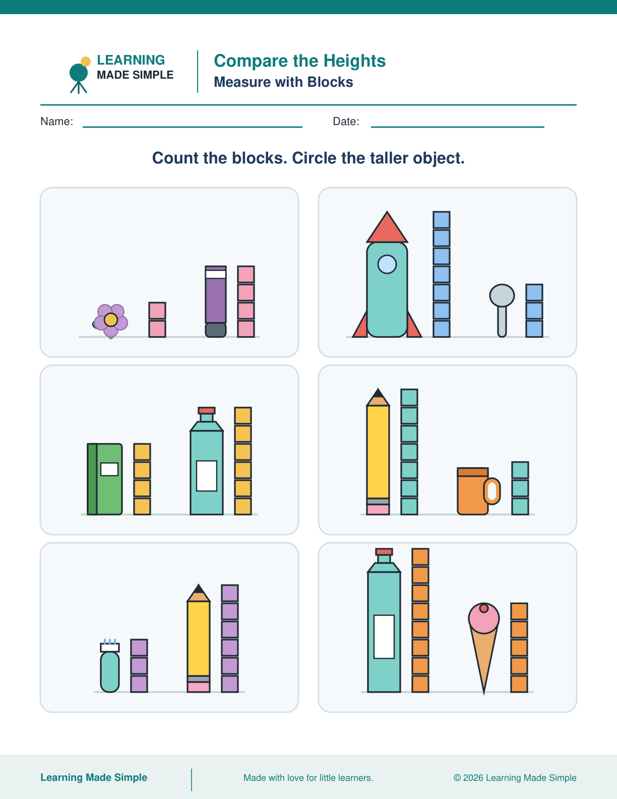 Preview of Compare the Heights from Compare Length & Height
