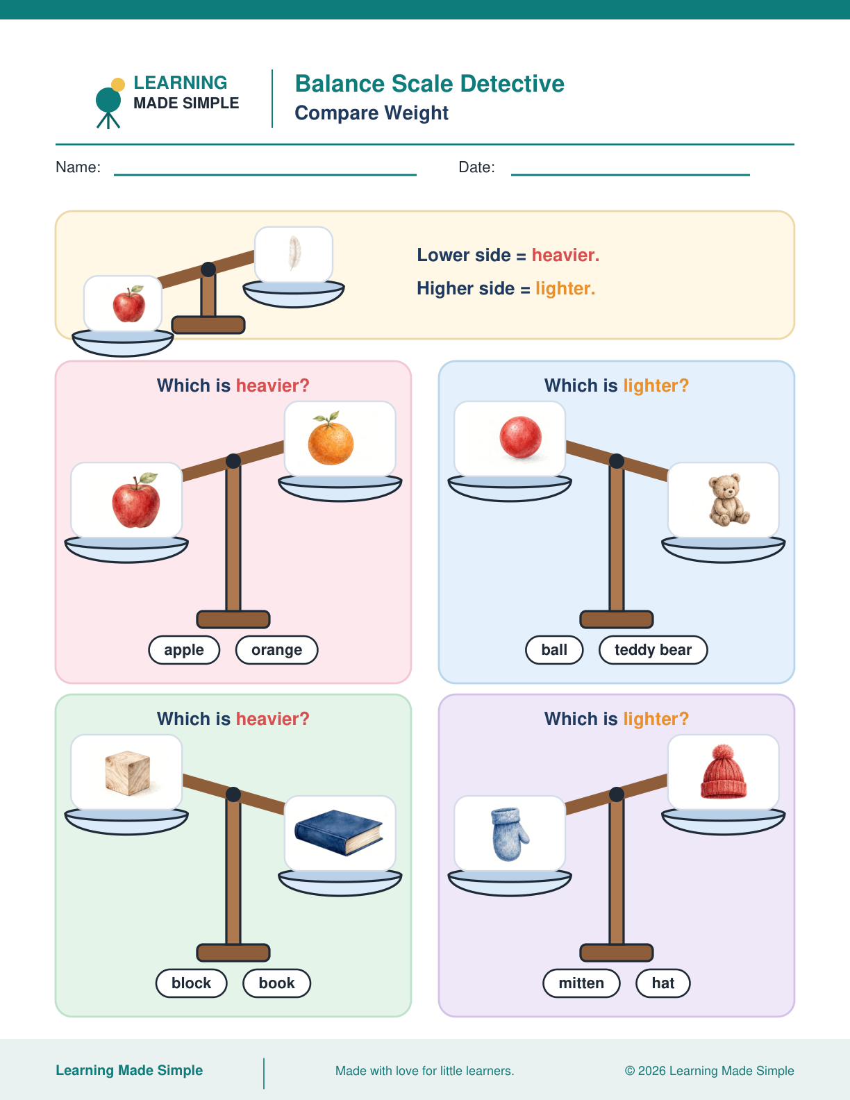 Preview of Balance Scale Detective from Compare Weight
