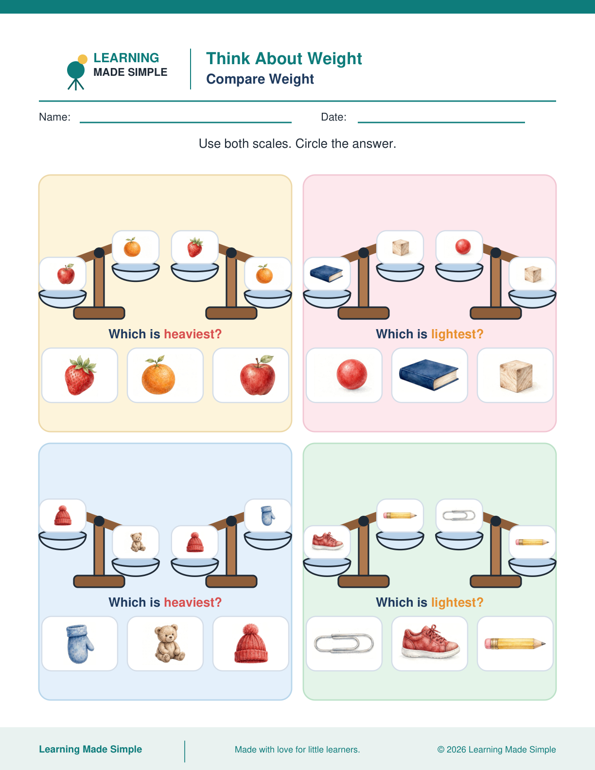 Preview of Think About Weight from Compare Weight