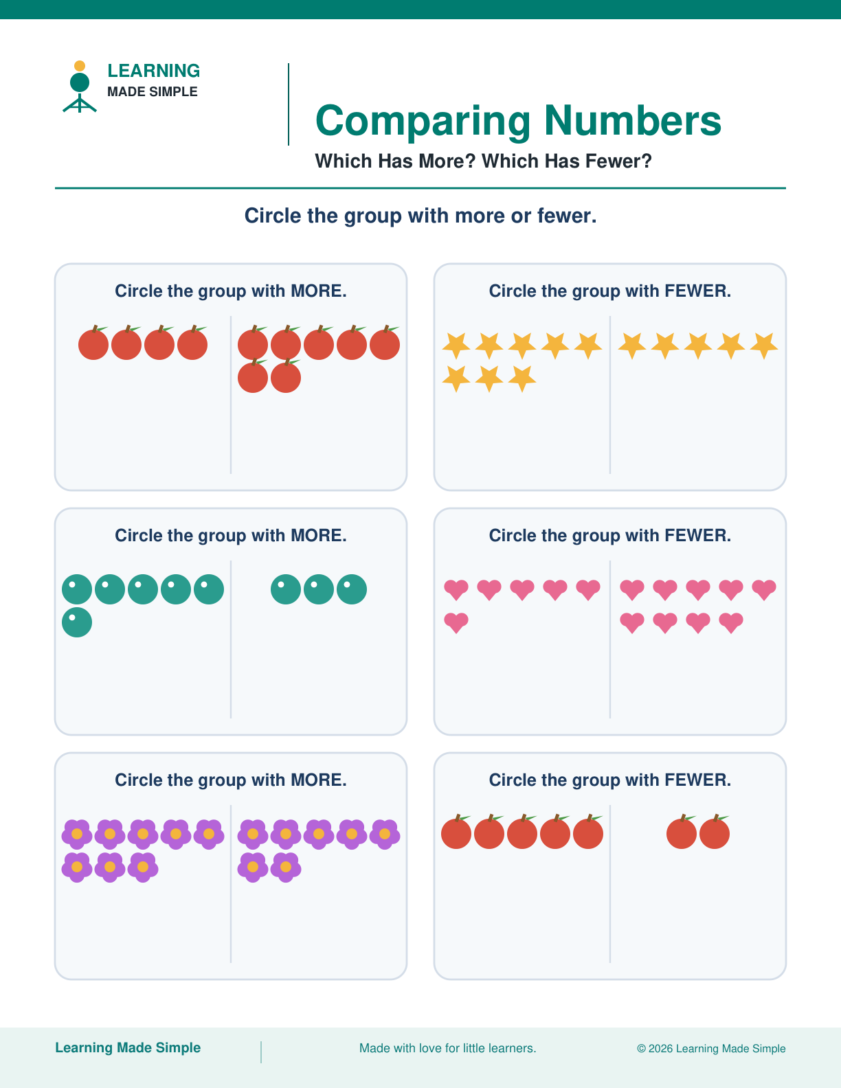 Preview of Which Has More? Which Has Fewer? from Comparing Numbers