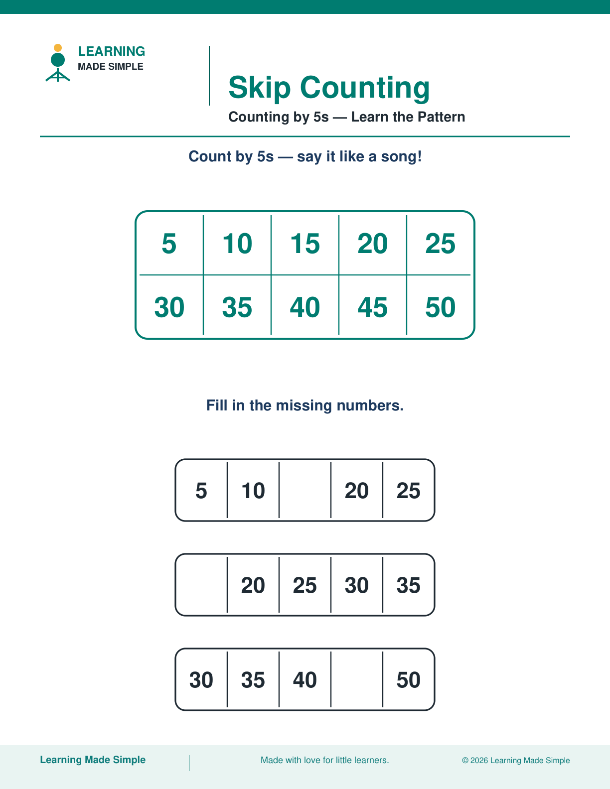 Preview of Counting by 5s from Skip Counting