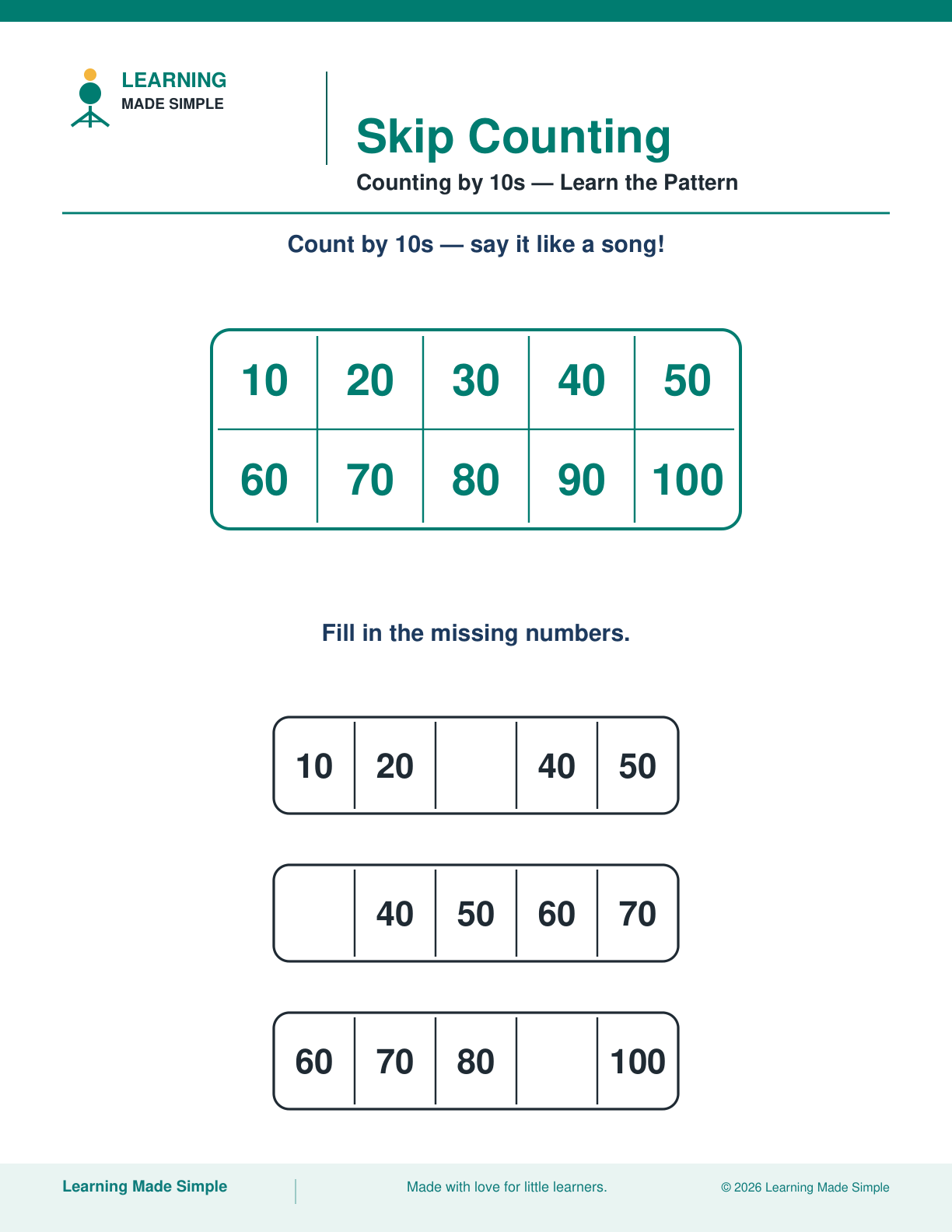 Preview of Counting by 10s from Skip Counting