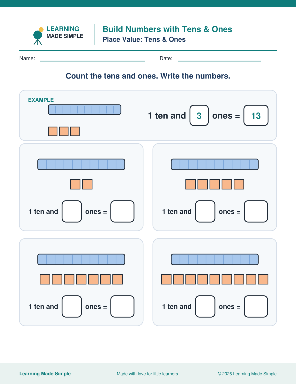 Preview of Build Numbers with Tens & Ones from Place Value: Tens & Ones