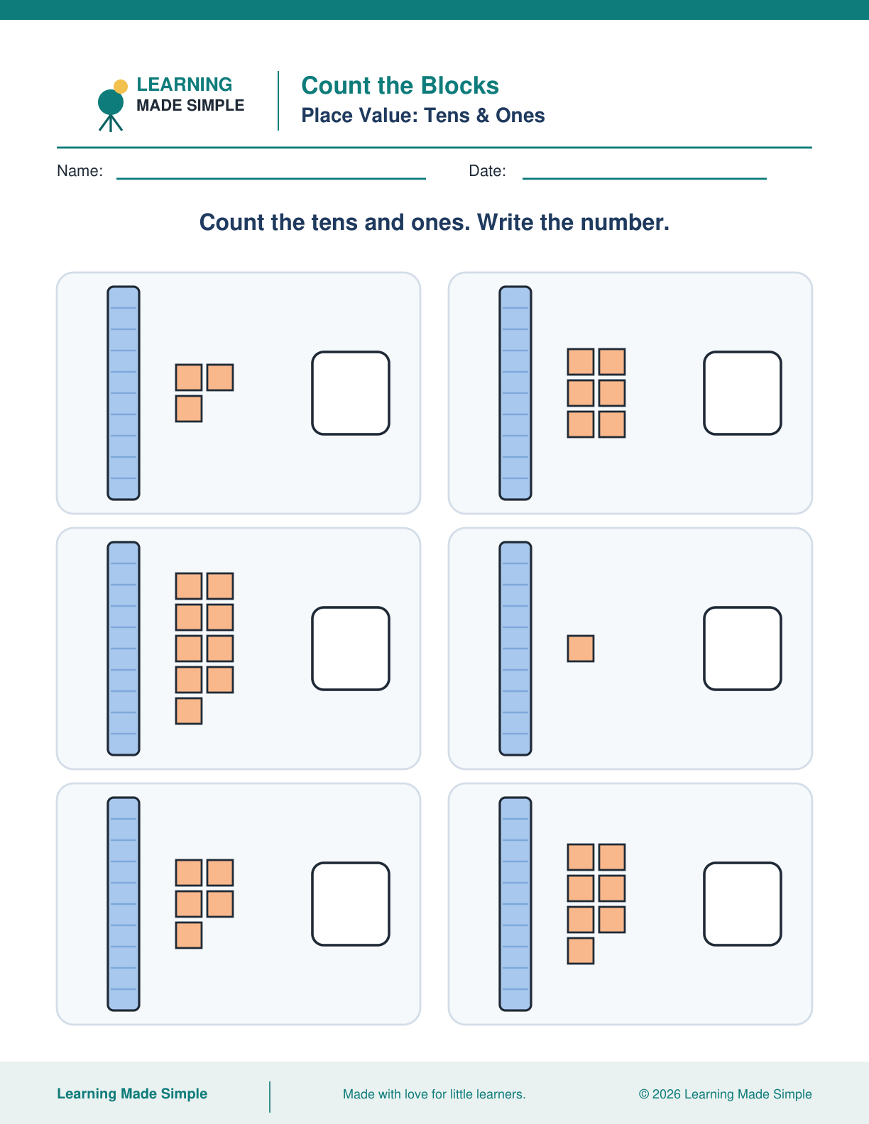 Preview of Count the Blocks from Place Value: Tens & Ones
