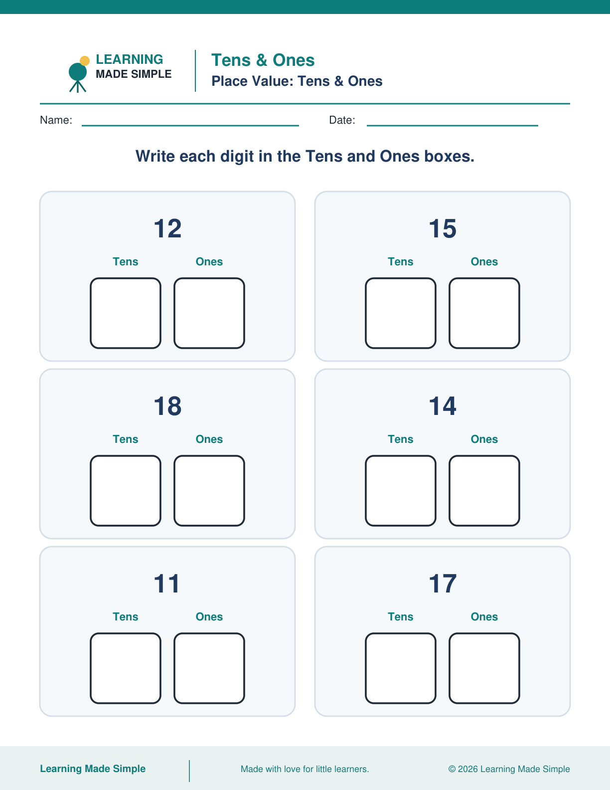 Preview of Tens & Ones from Place Value: Tens & Ones
