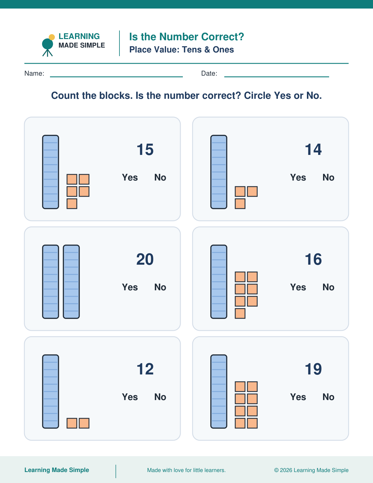 Preview of Is the Number Correct? from Place Value: Tens & Ones