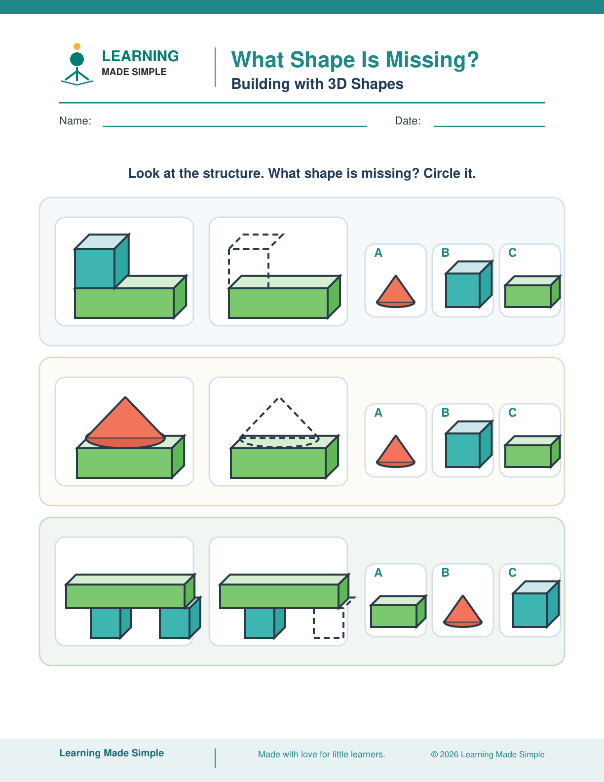 Preview of What Shape Is Missing? from Building with 3D Shapes