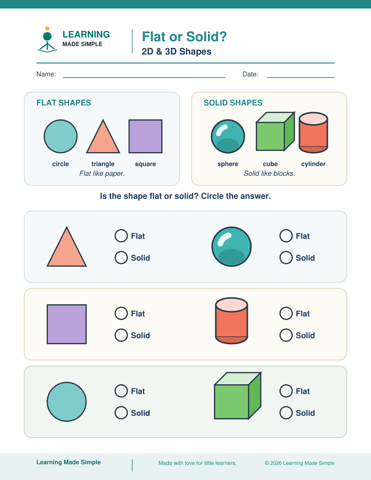 Preview of Flat or Solid? from 2D & 3D Shapes