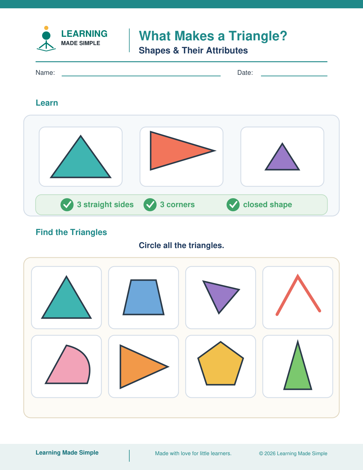 Preview of What Makes a Triangle? from Shapes & Their Attributes