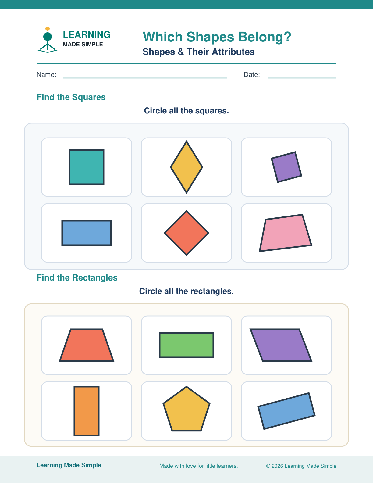 Preview of Which Shapes Belong? from Shapes & Their Attributes