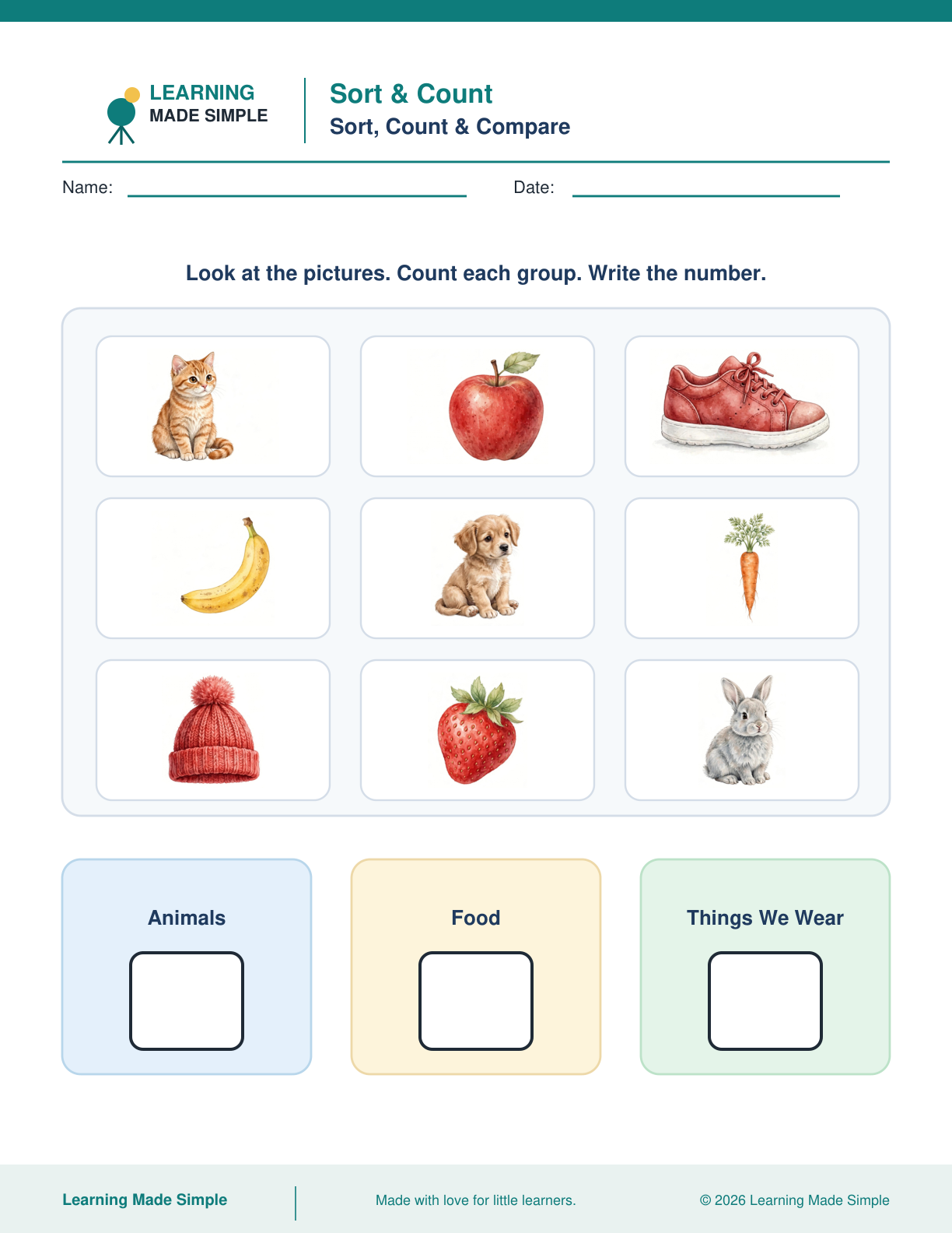 Preview of Sort & Count from Sort, Count & Compare