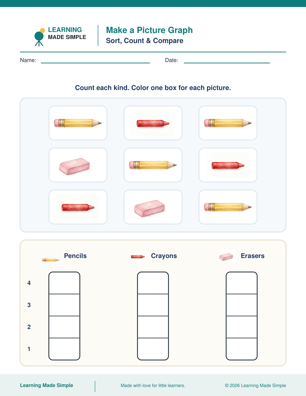 Preview of Make a Picture Graph from Sort, Count & Compare