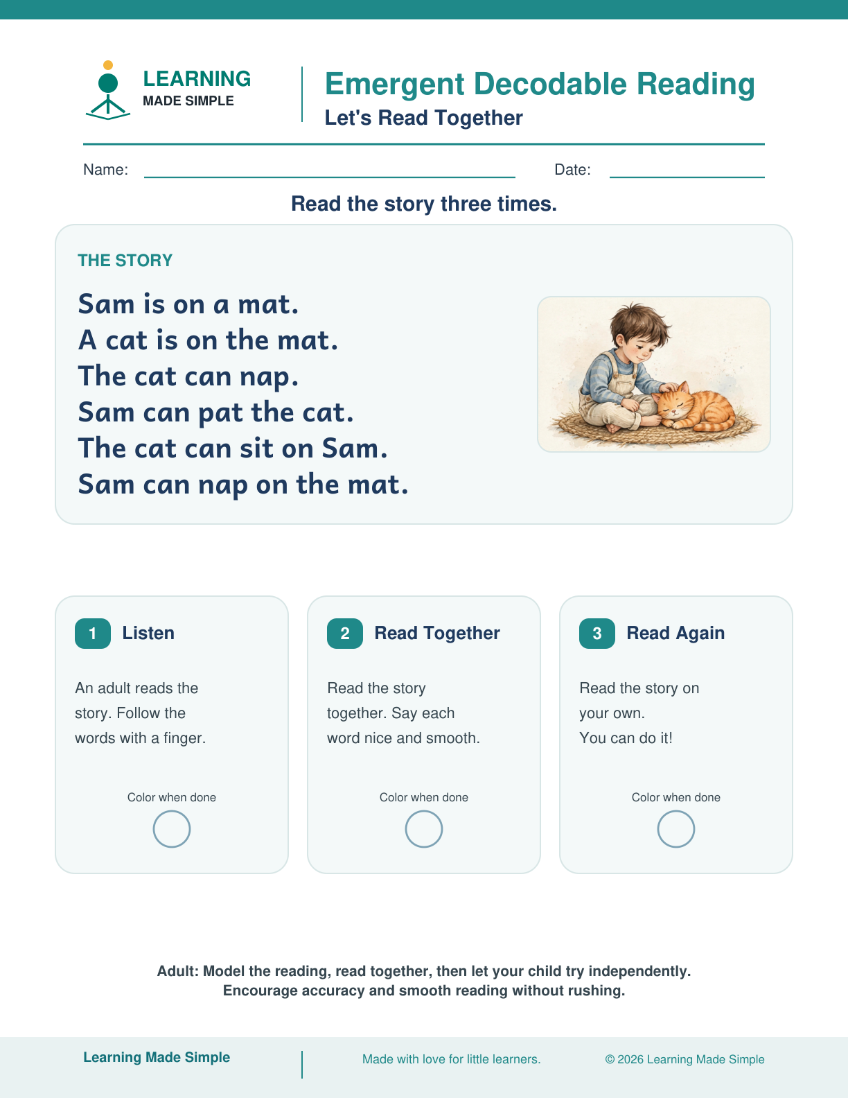 Preview of Let's Read Together from Emergent Decodable Reading