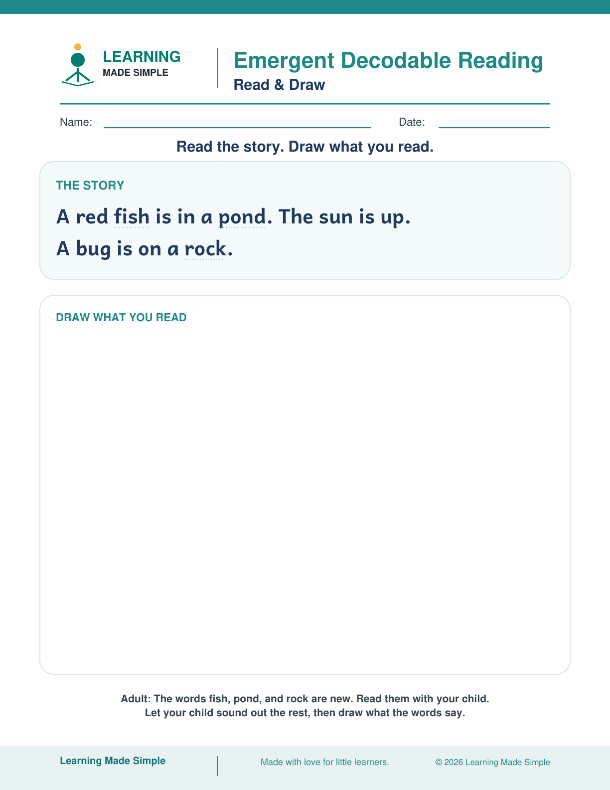 Preview of Read & Draw from Emergent Decodable Reading