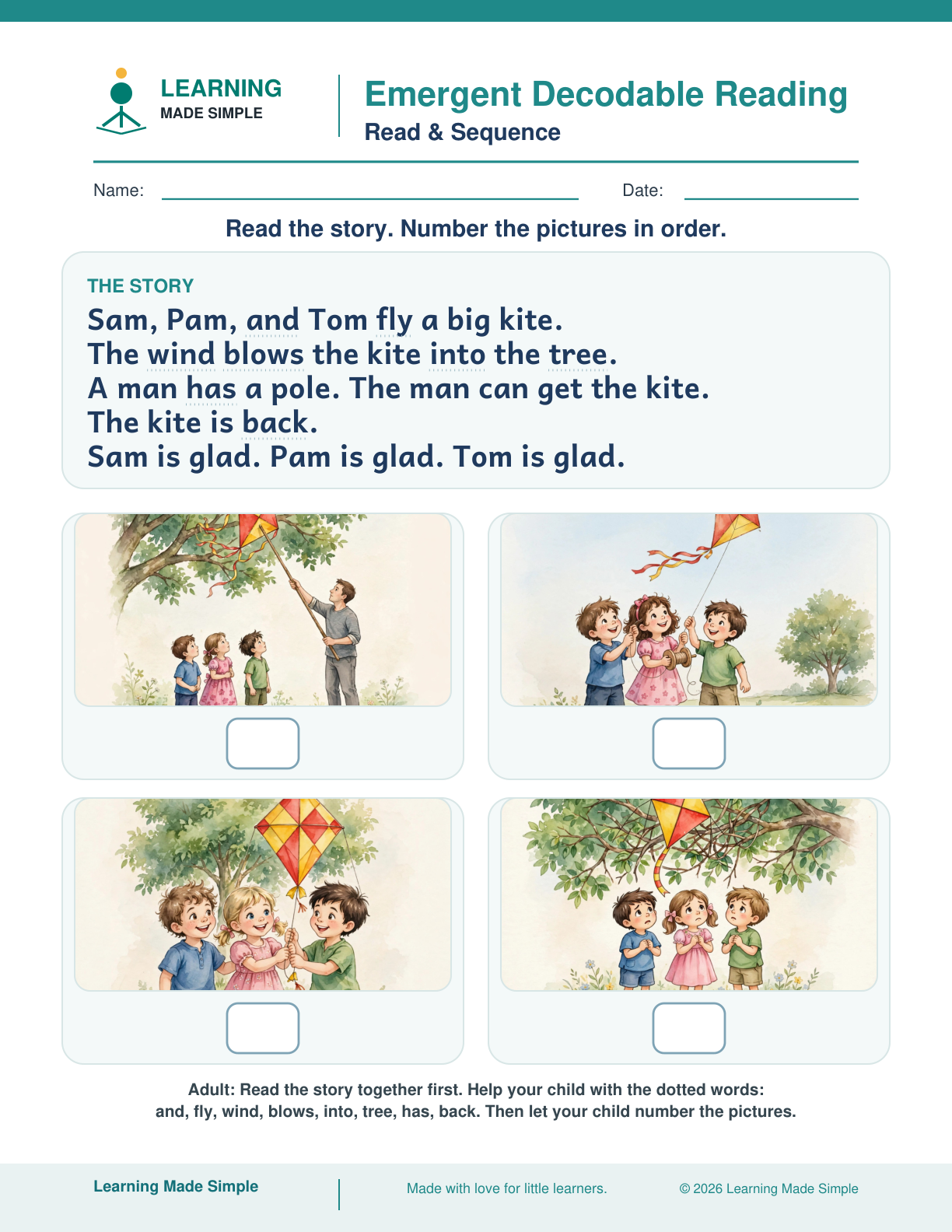 Preview of Read & Sequence from Emergent Decodable Reading