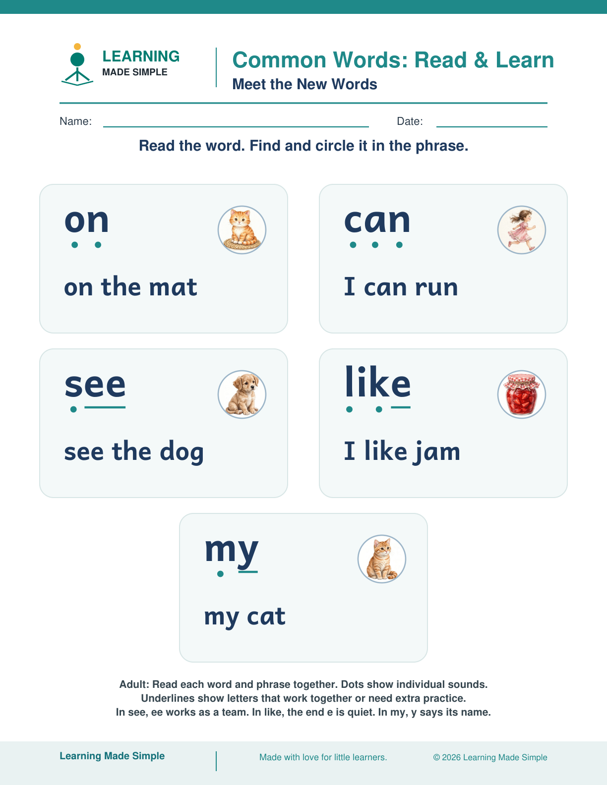 Preview of Meet the New Words from Common Words — Read & Learn