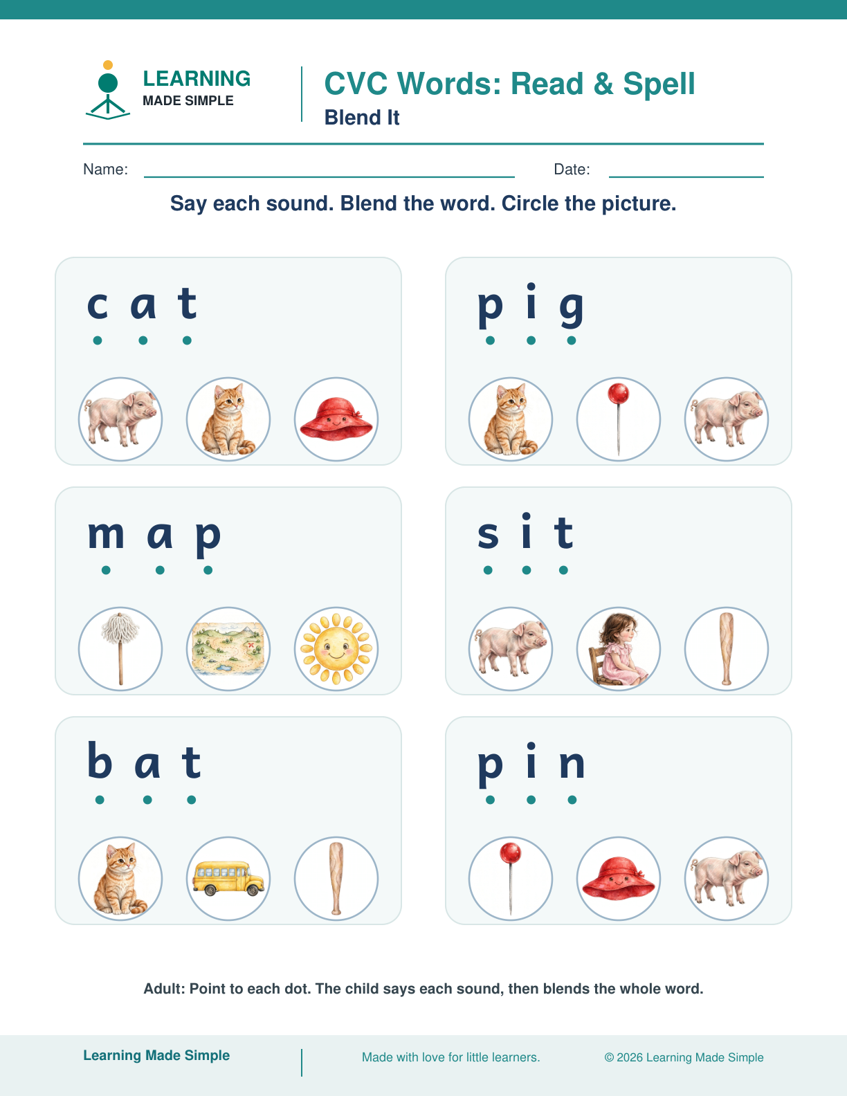 Preview of Blend It from CVC Words — Read & Spell