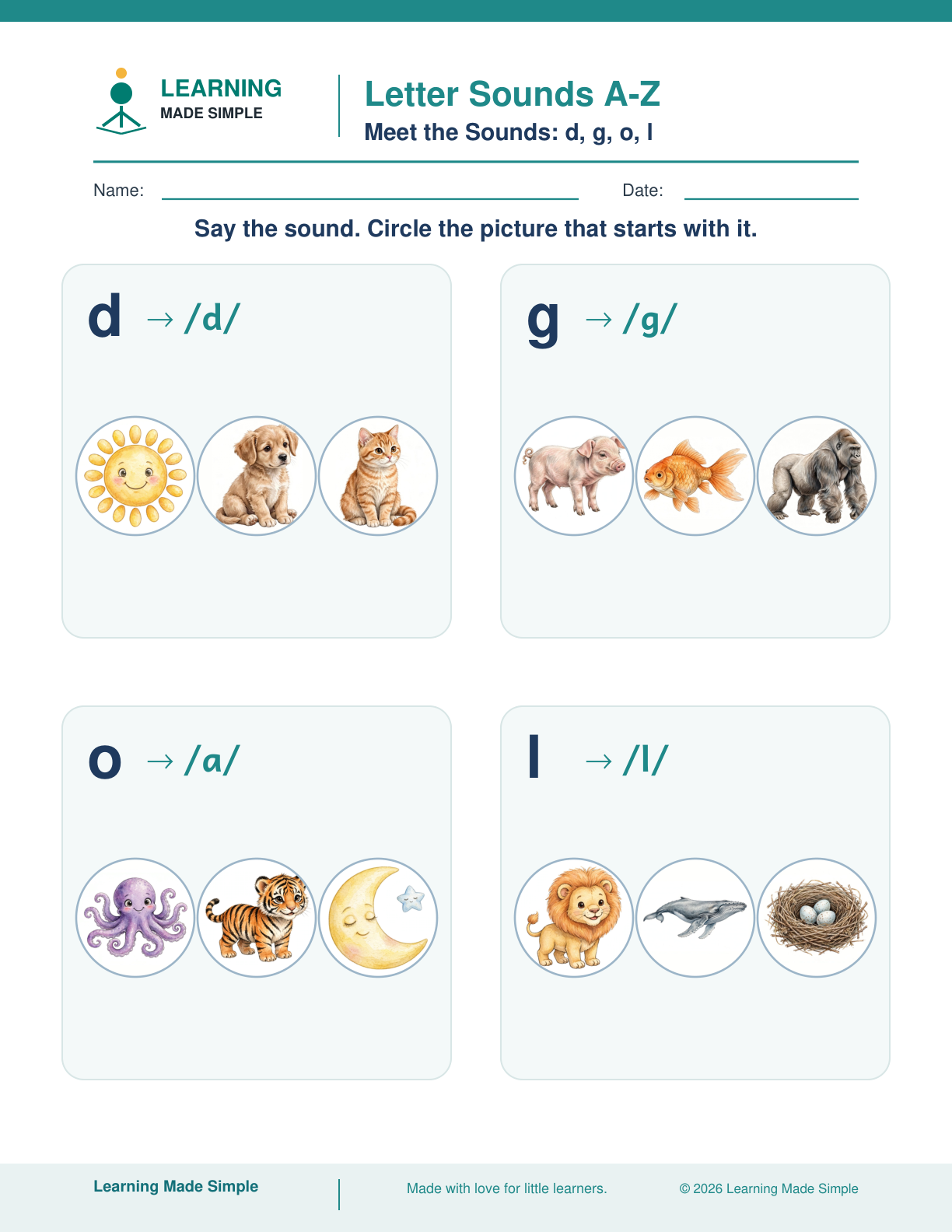 Preview of Meet the Sounds: d, g, o, l from Letter Sounds A–Z