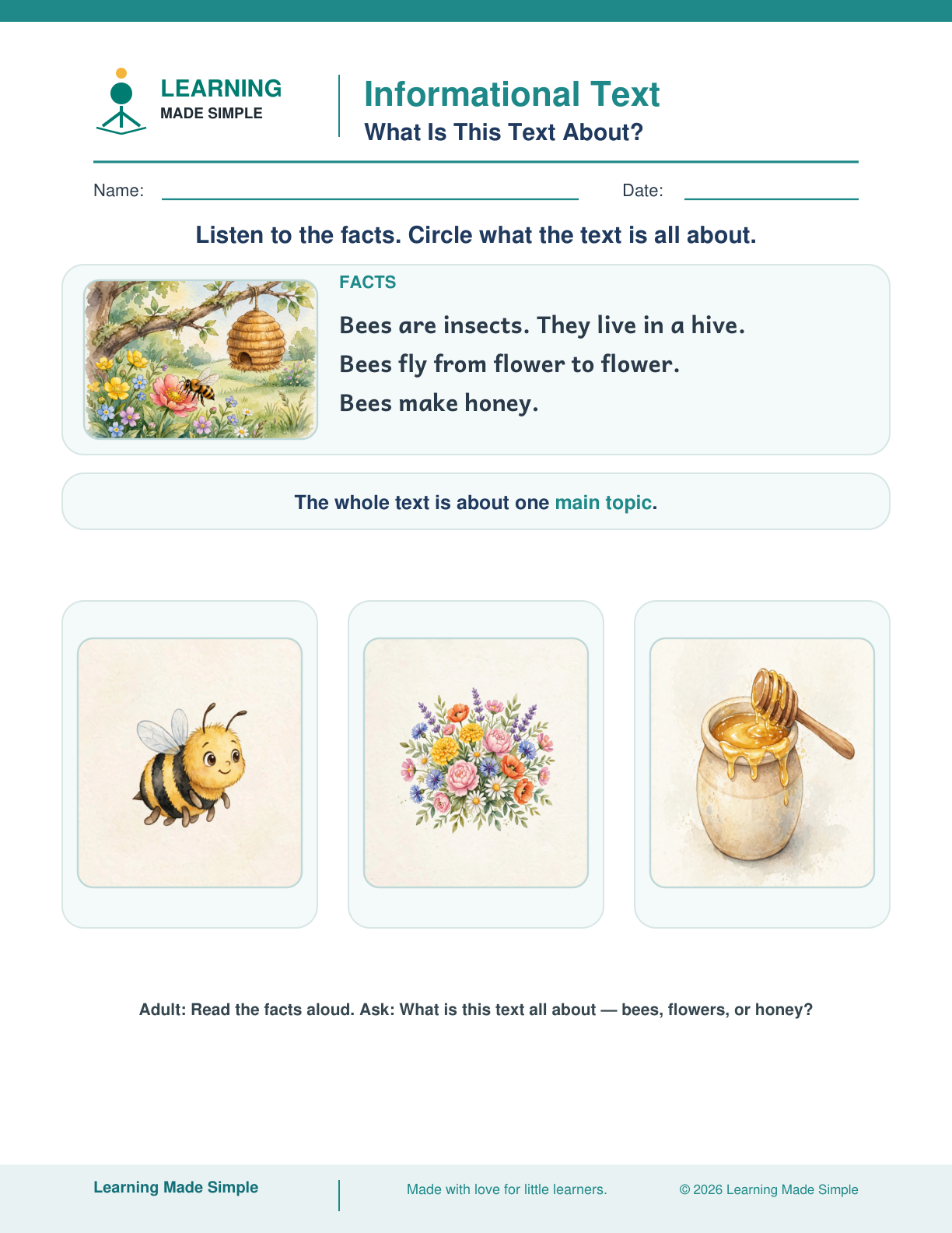 Preview of What Is This Text About? from Informational Text — Main Topic & Key Details