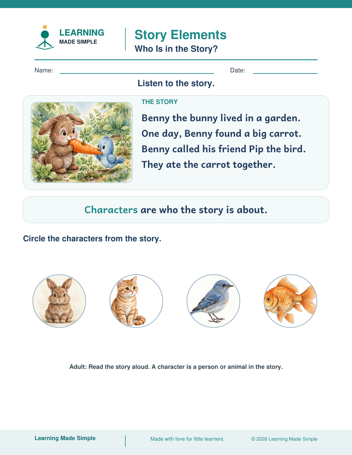 Preview of Who Is in the Story? from Story Elements — Characters, Setting & Events