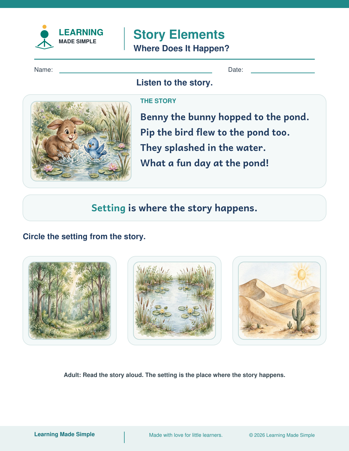 Preview of Where Does It Happen? from Story Elements — Characters, Setting & Events