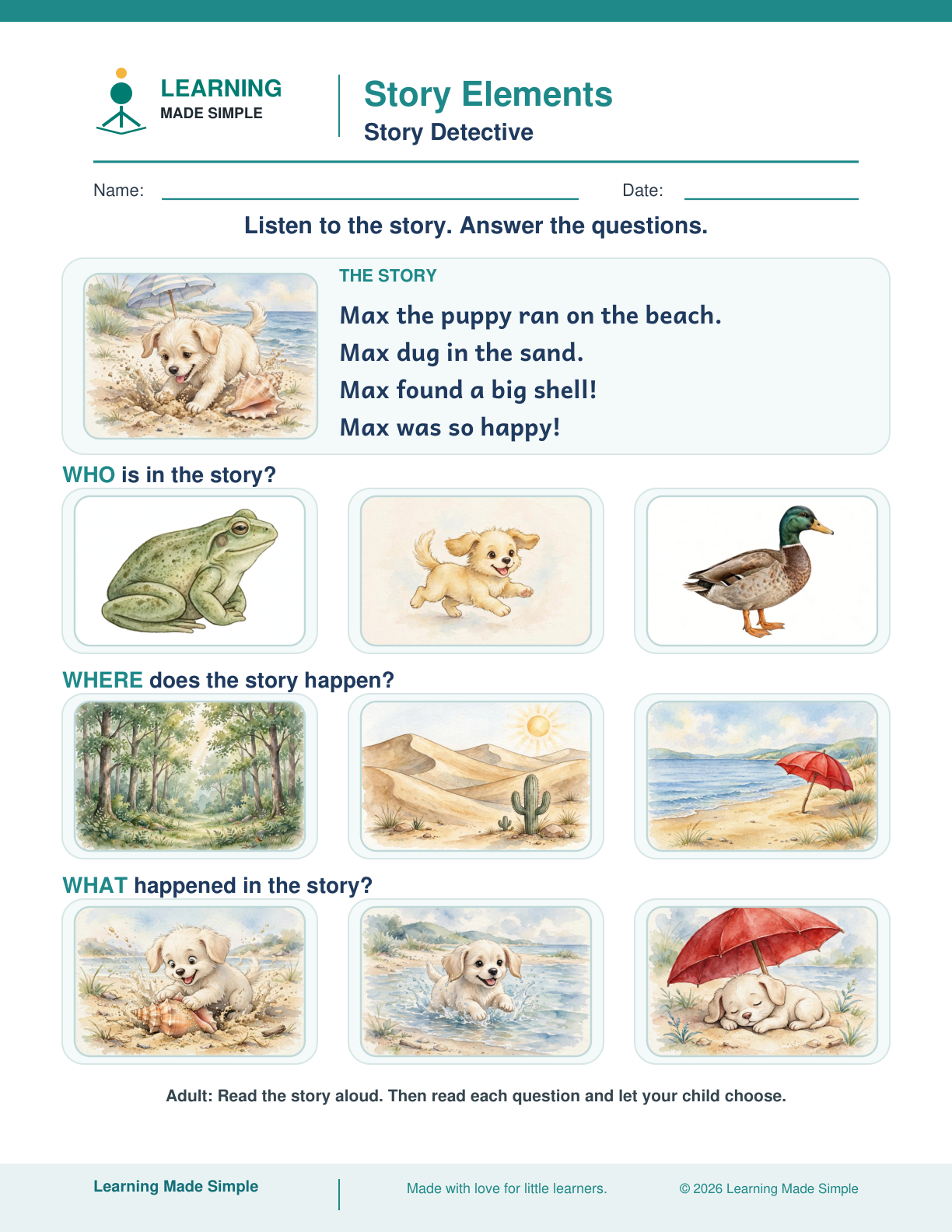 Preview of Story Detective from Story Elements — Characters, Setting & Events