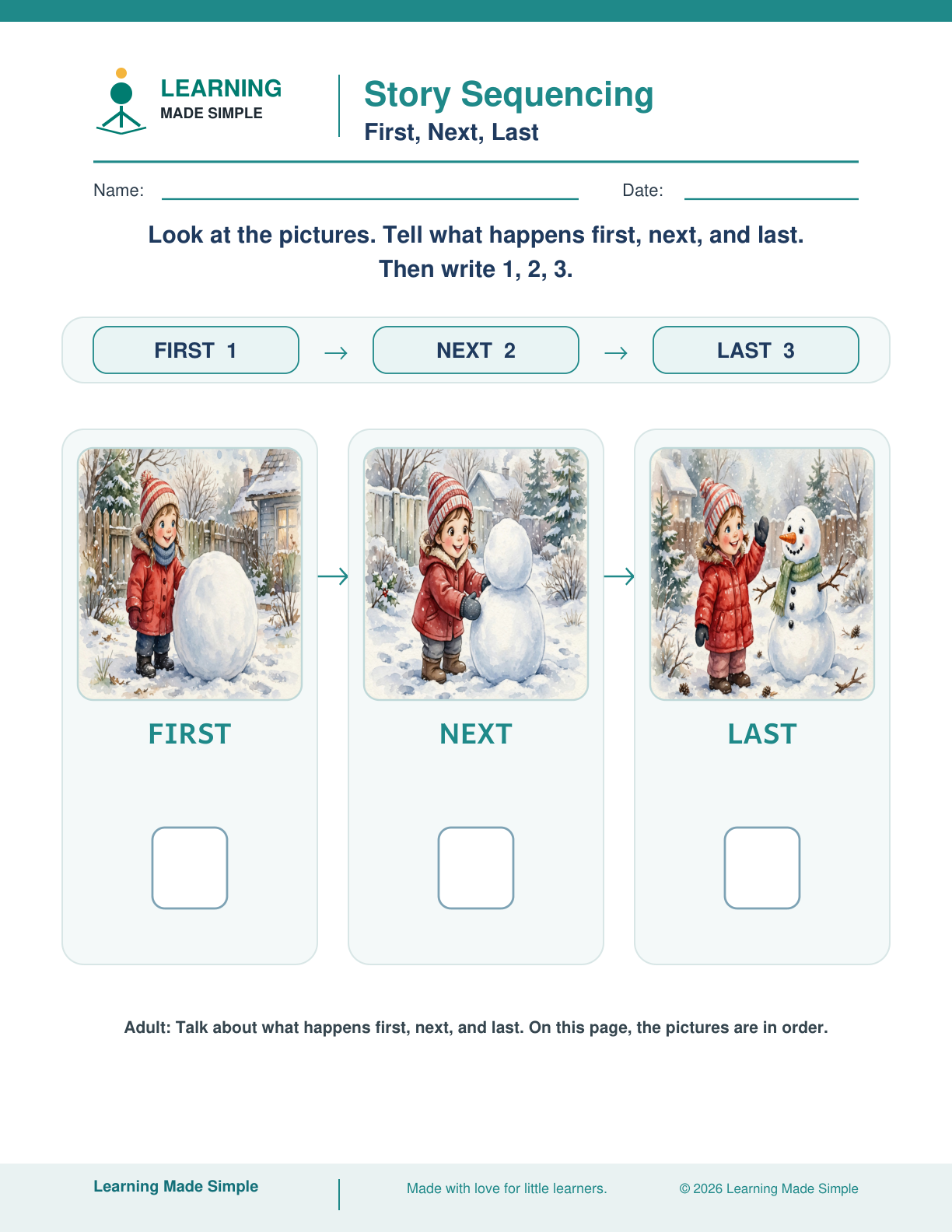 Preview of First, Next, Last from Story Sequencing — First, Next & Last