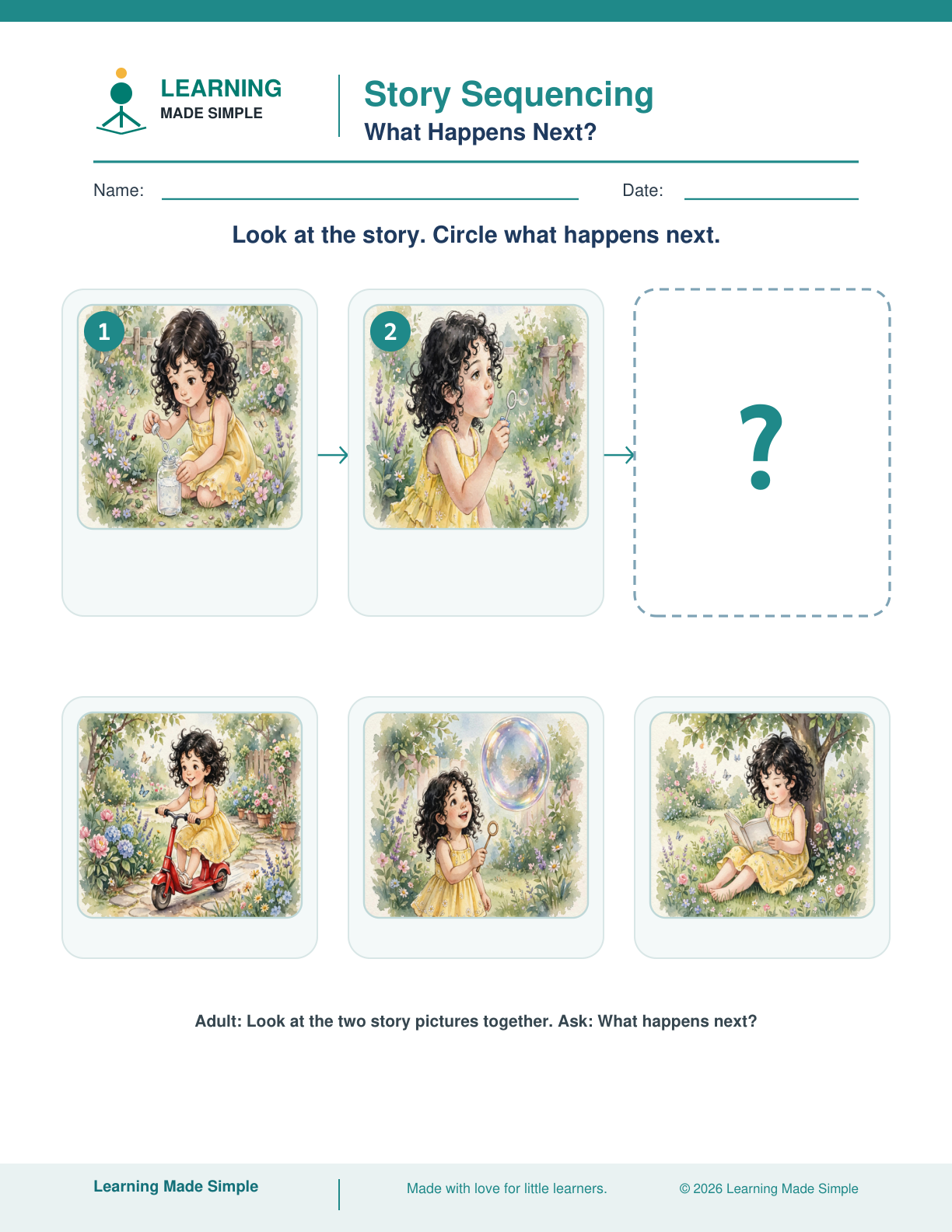 Preview of What Happens Next? from Story Sequencing — First, Next & Last