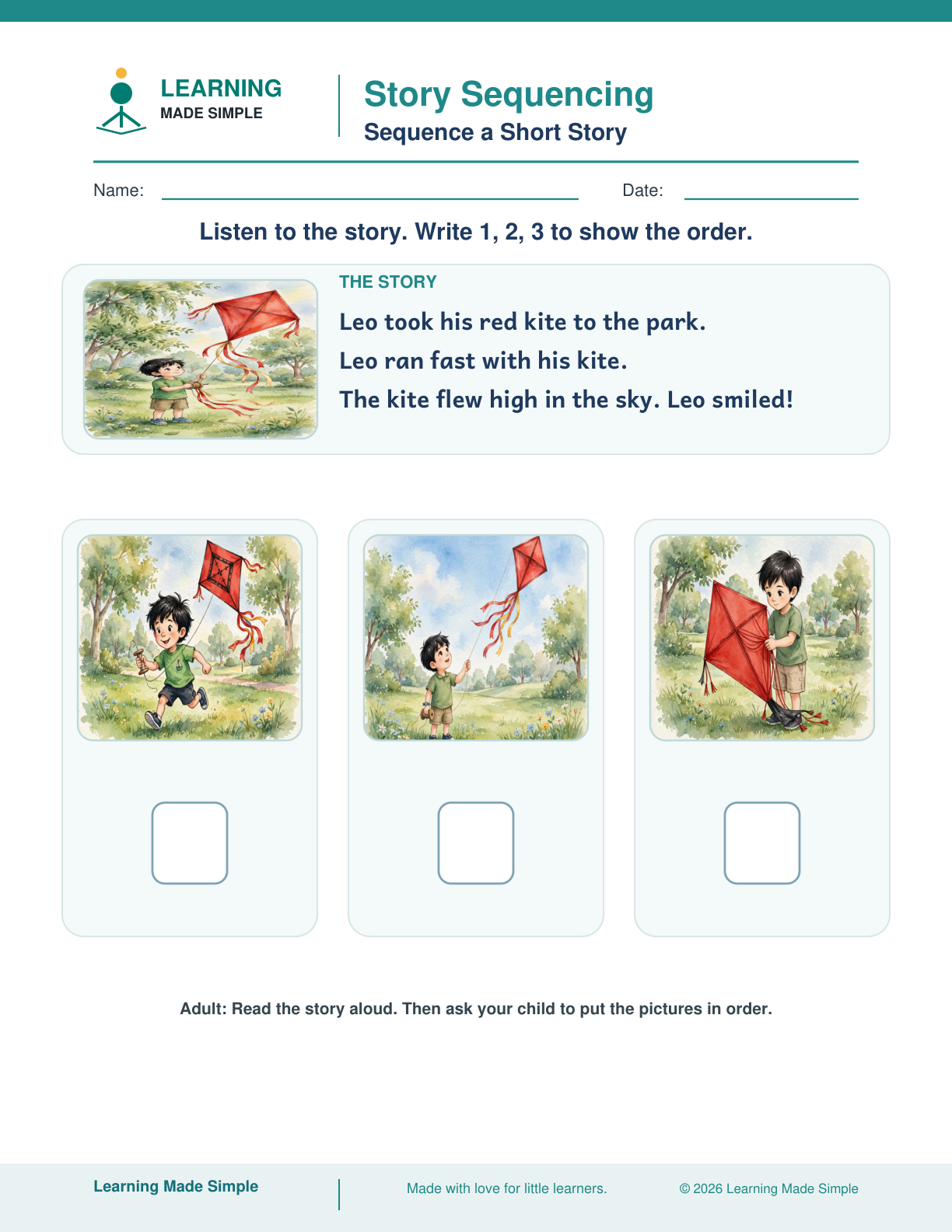 Preview of Sequence a Short Story from Story Sequencing — First, Next & Last
