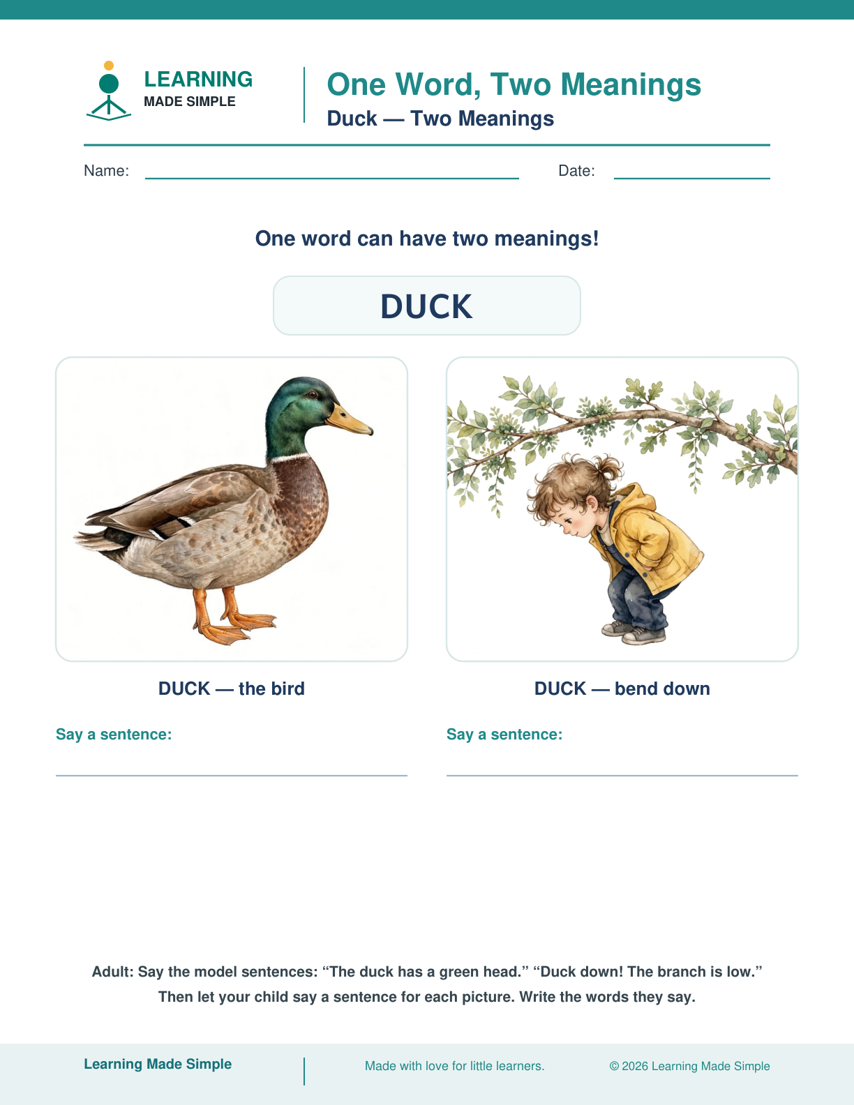 Preview of Duck — Two Meanings from One Word, Two Meanings