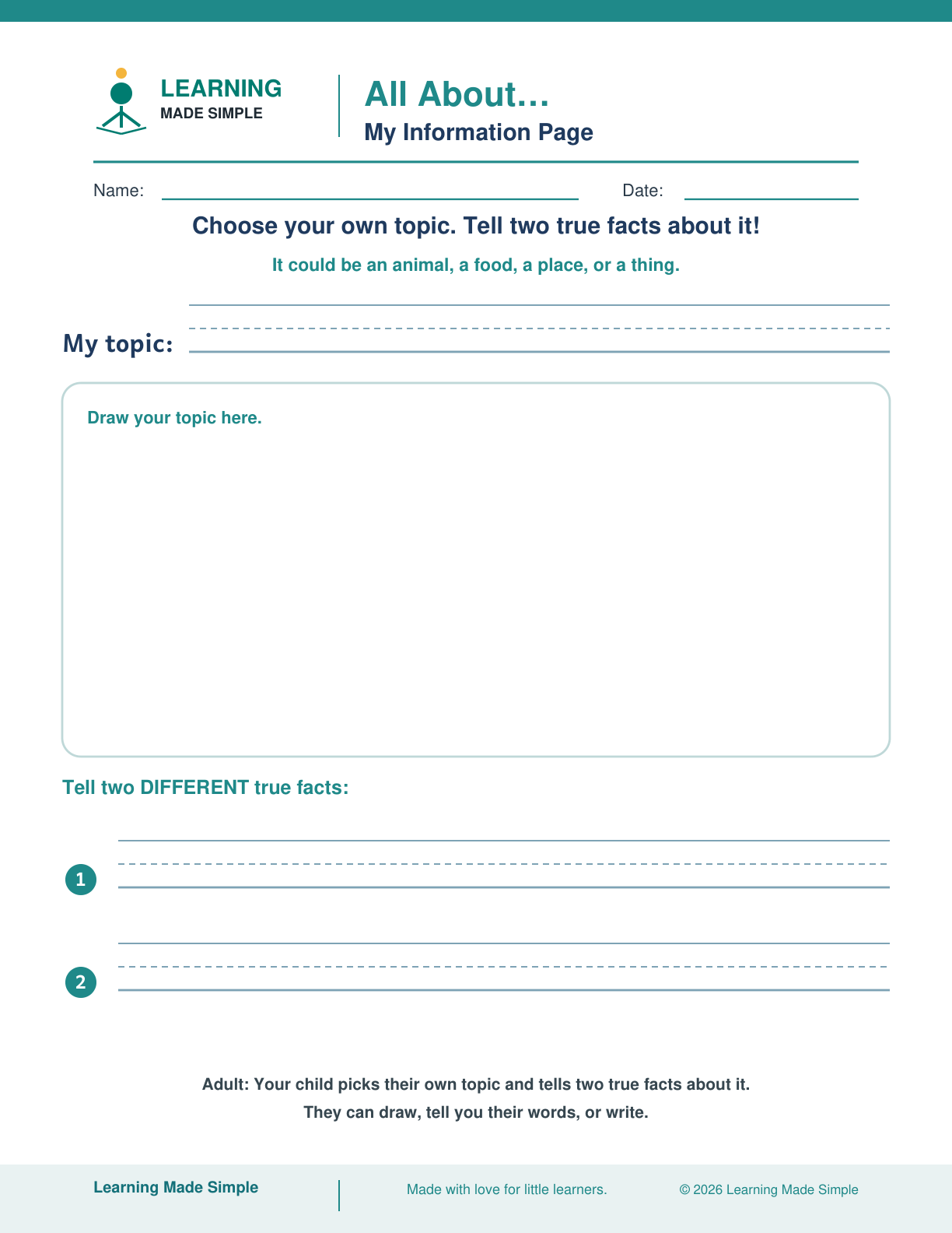 Preview of My Information Page from All About… My Fact Pages