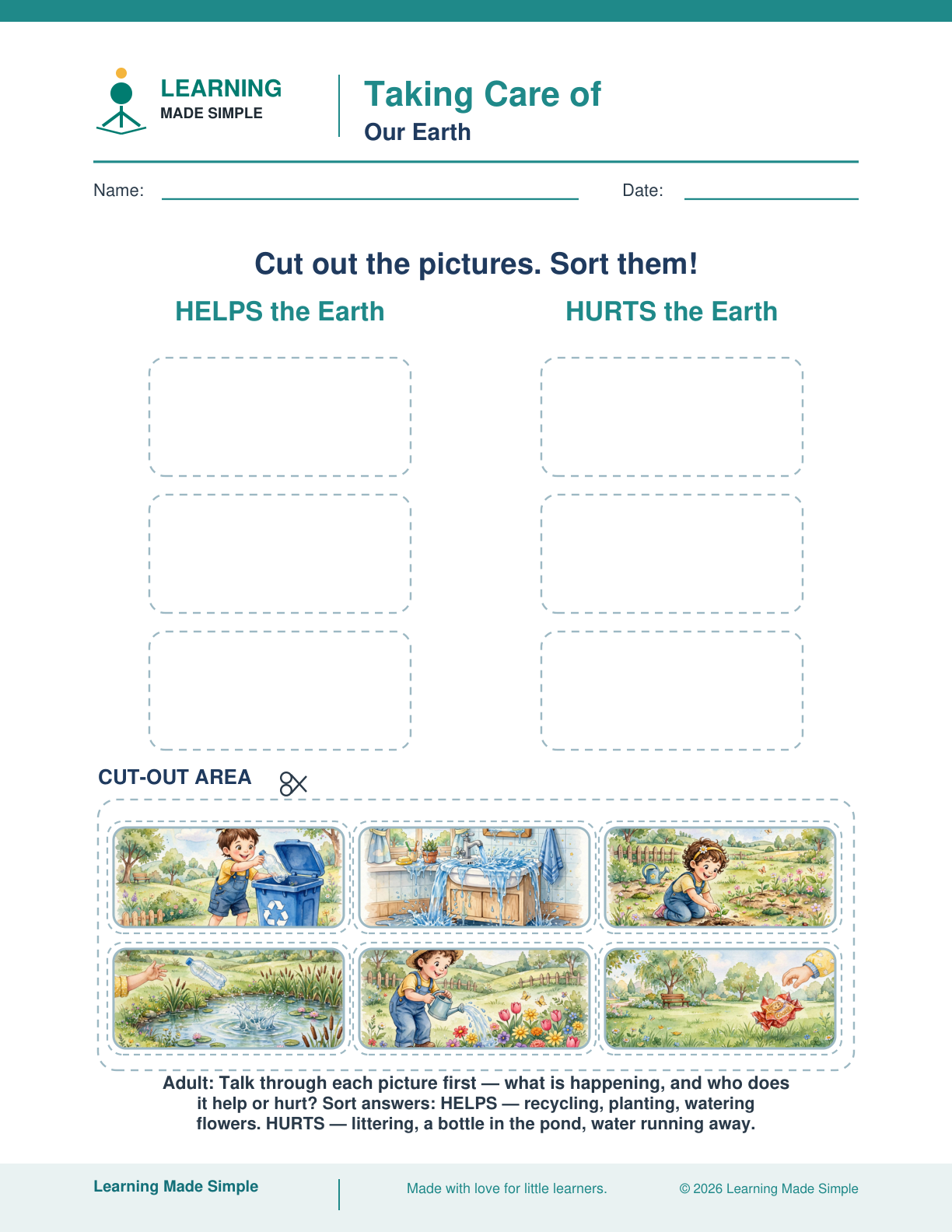 Preview of Helps or Hurts the Earth from Taking Care of Our Earth