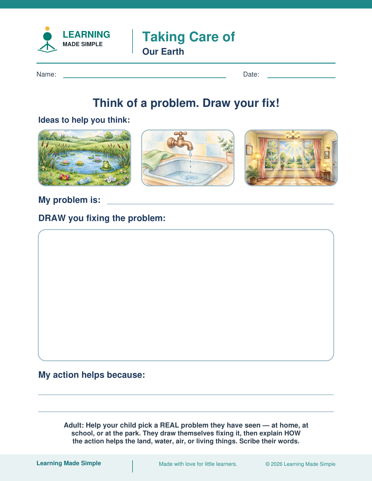 Preview of Draw Your Earth-Care Solution from Taking Care of Our Earth
