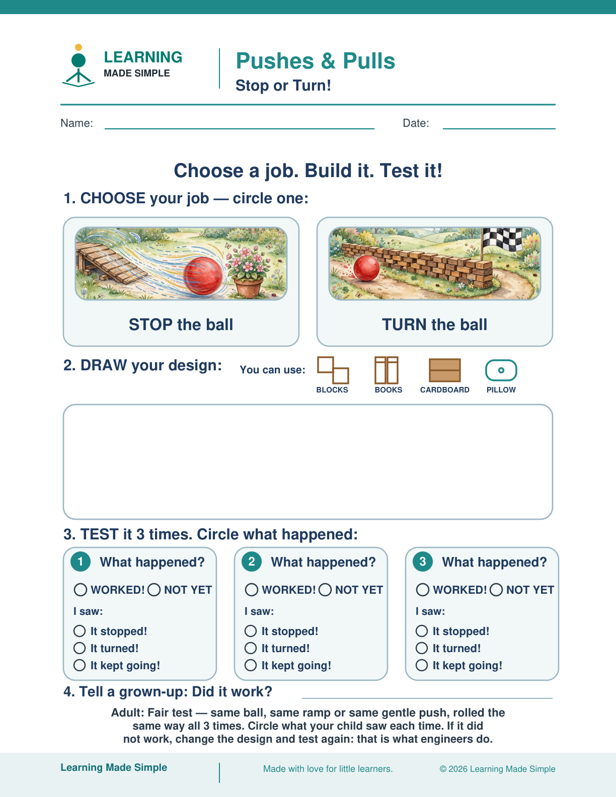 Preview of Stop or Turn! from Pushes & Pulls — Stop or Turn!