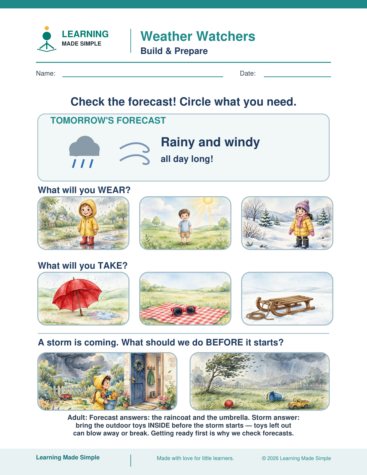 Preview of Prepare for the Forecast from Weather Watchers — Build & Prepare