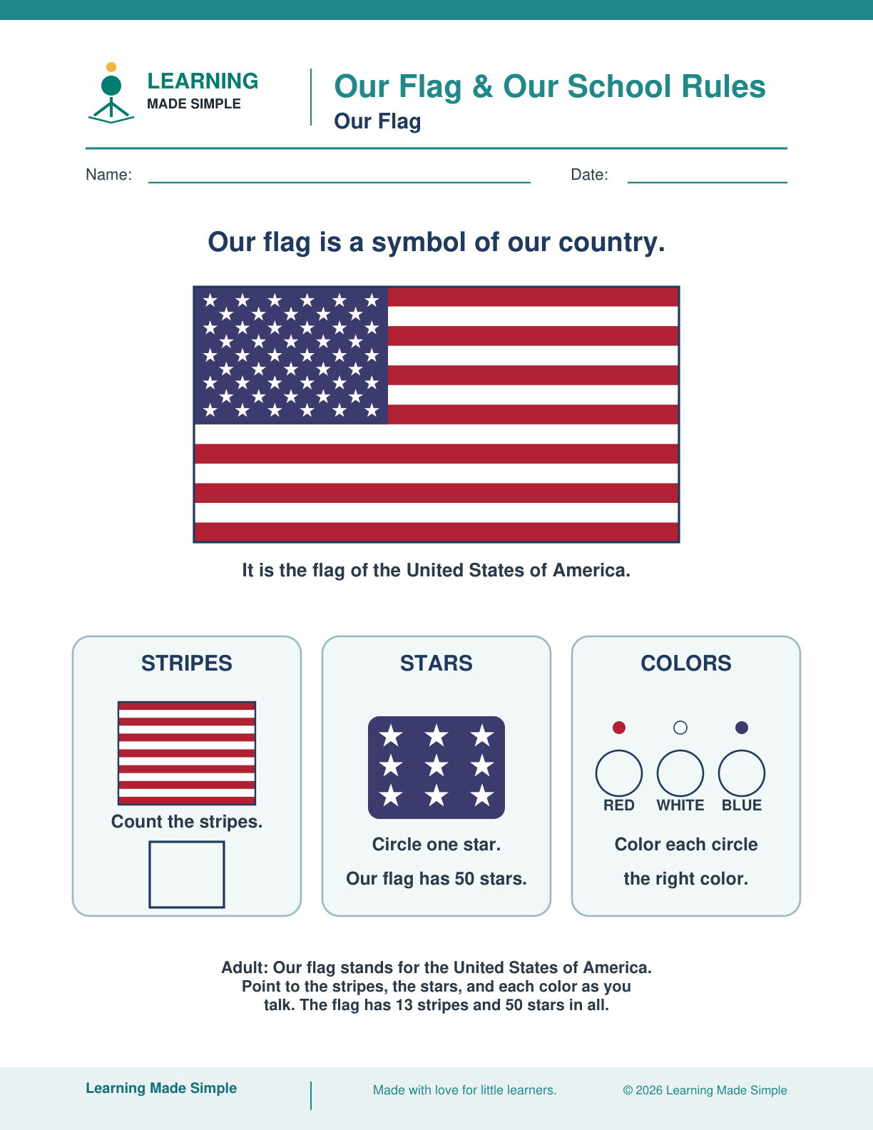 Preview of Our Flag from Our Flag & Our School Rules