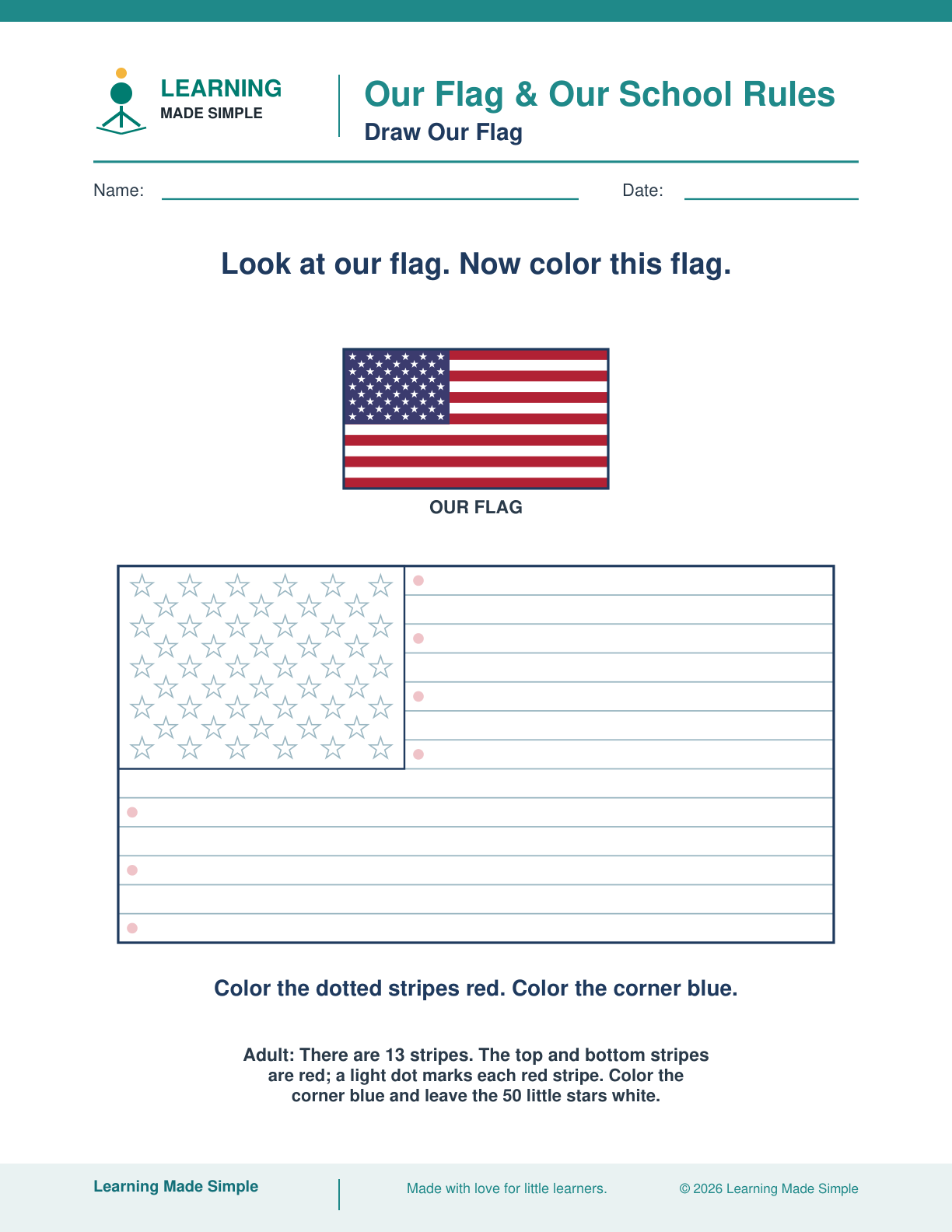 Preview of Draw Our Flag from Our Flag & Our School Rules