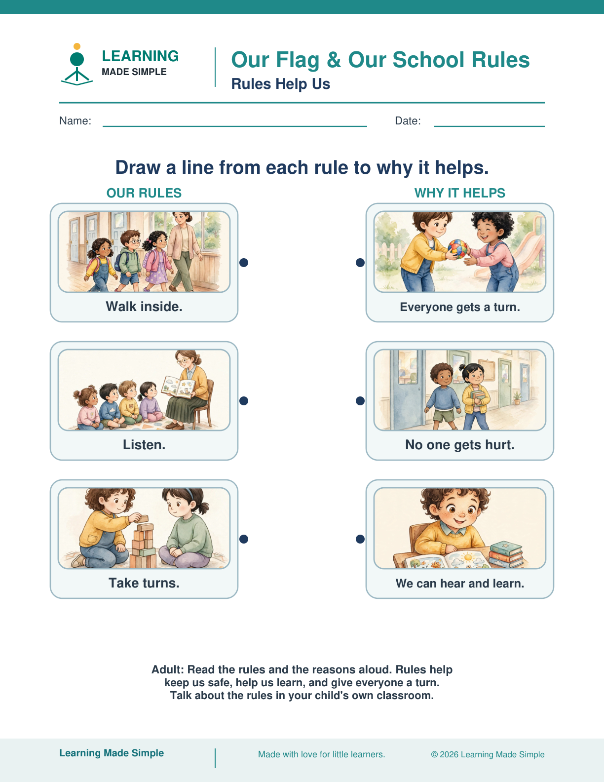 Preview of Rules Help Us from Our Flag & Our School Rules