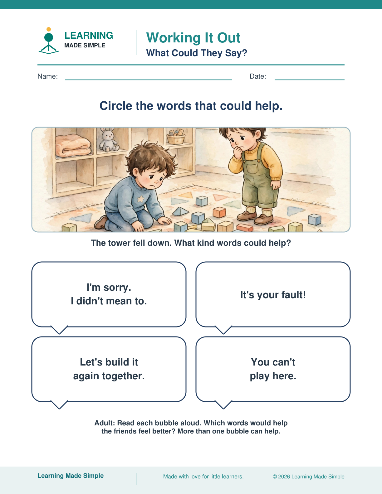 Preview of What Could They Say? from Working It Out