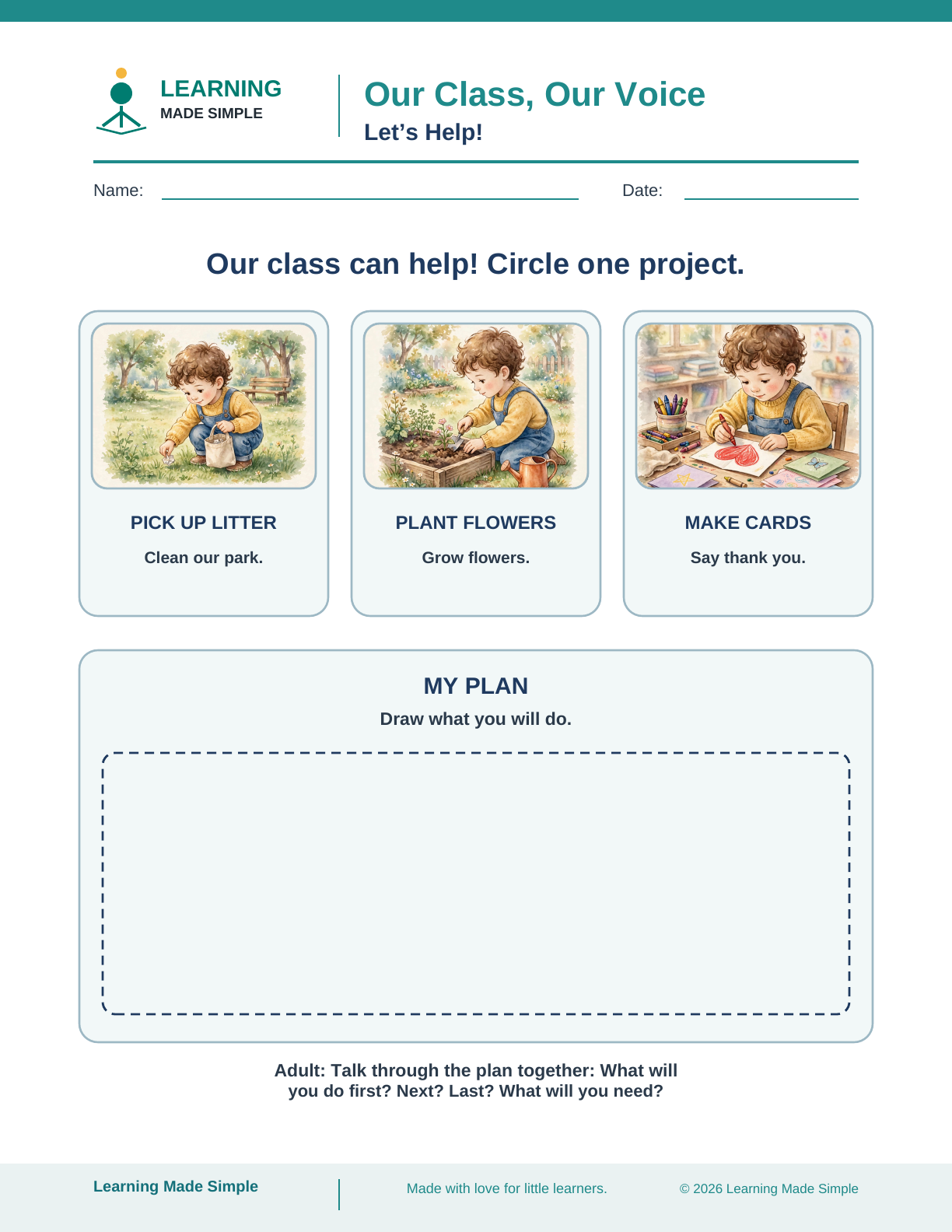 Preview of Let's Help! from Our Class, Our Voice