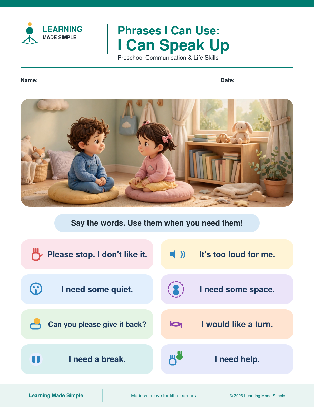 Preview of I Can Speak Up from Phrases I Can Use