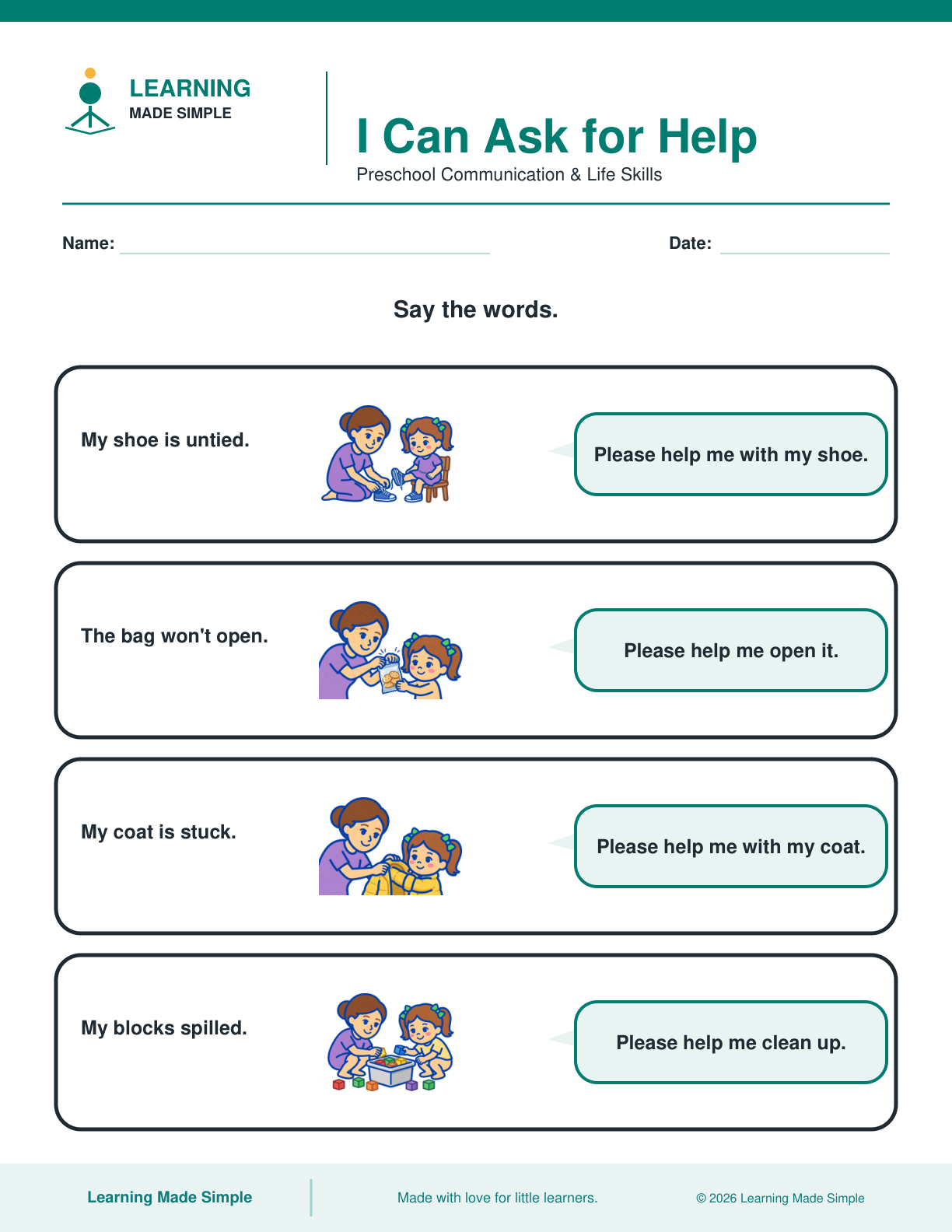 Preview of I Can Ask for Help from I Can Ask for Help