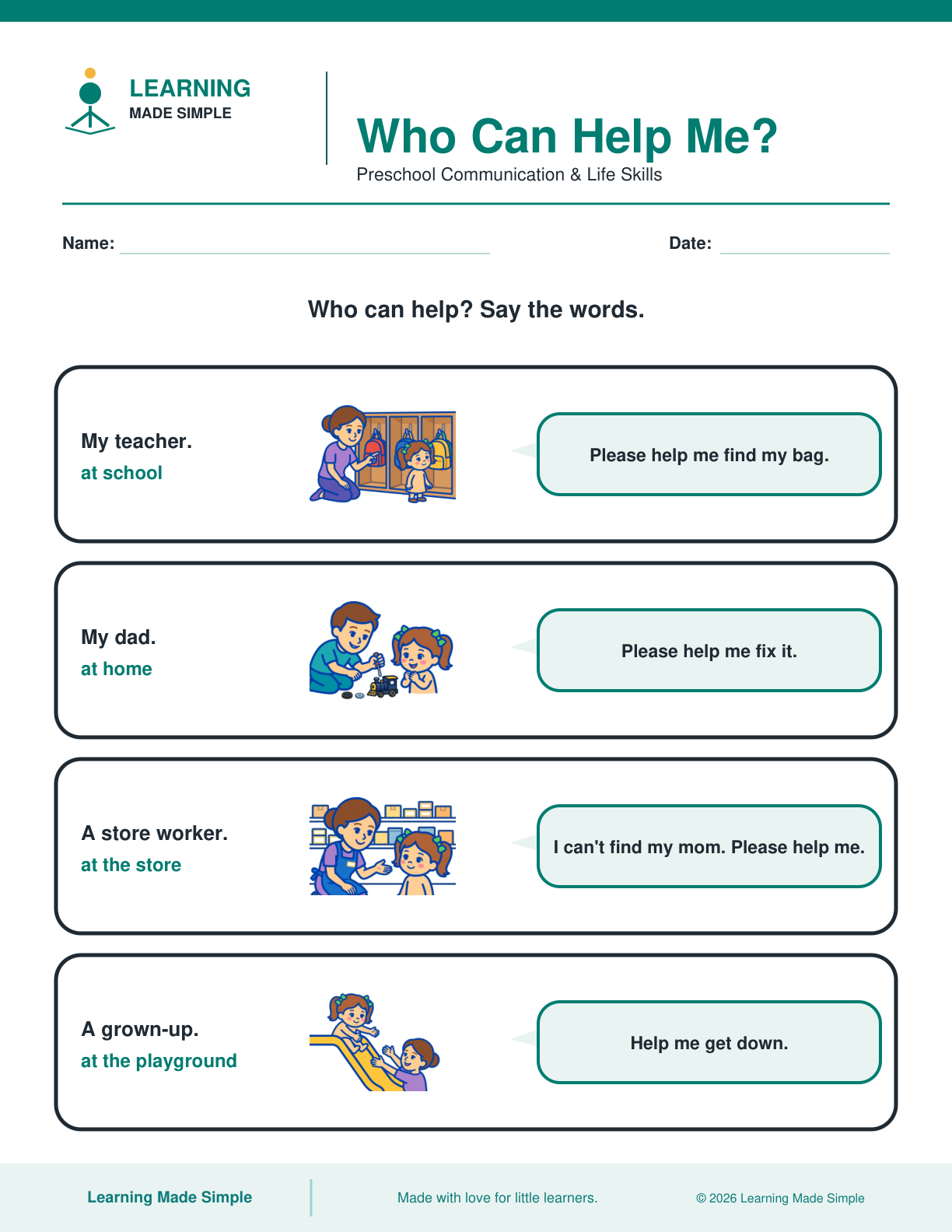 Preview of Who Can Help Me? from I Can Ask for Help