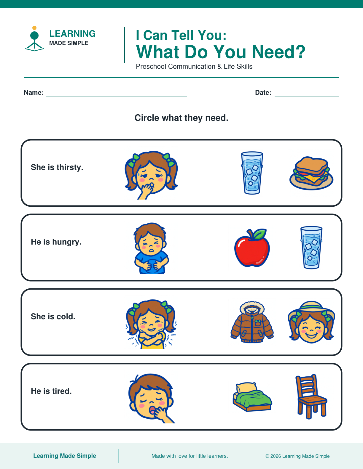 Preview of What Do You Need? from I Can Tell You