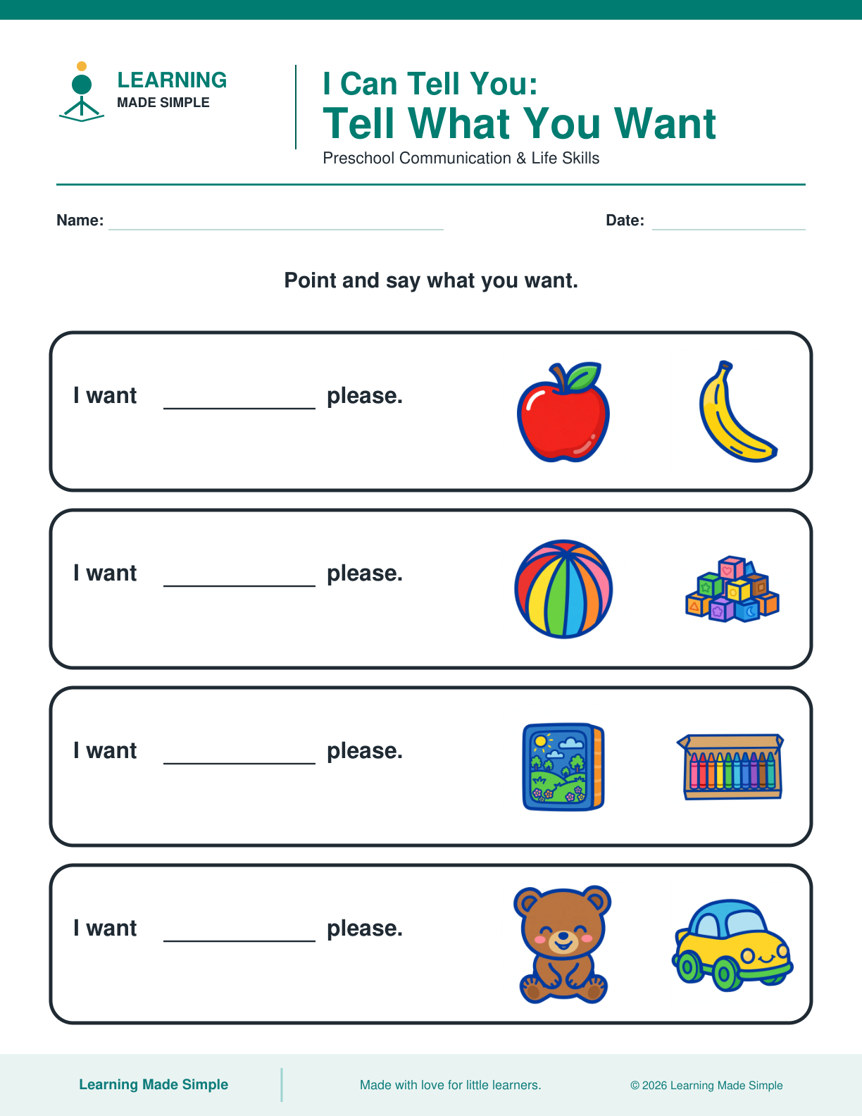Preview of Tell What You Want from I Can Tell You
