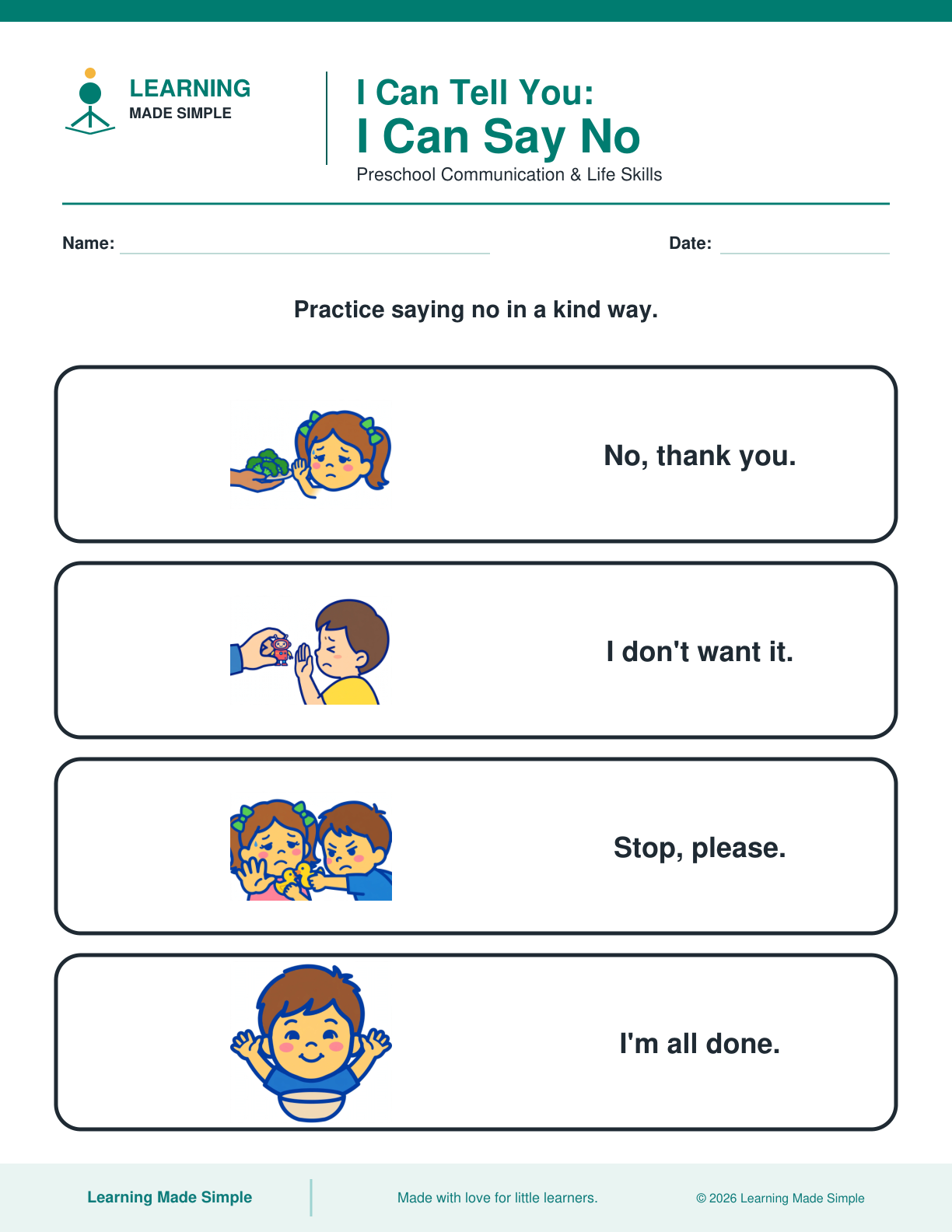 Preview of I Can Say No from I Can Tell You