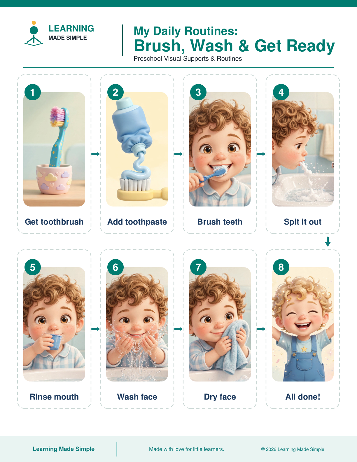 Preview of Brush, Wash & Get Ready from My Self-Care Routines