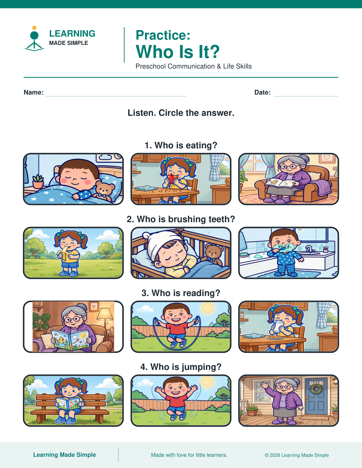 Preview of Who Is It? from Learning WH Questions